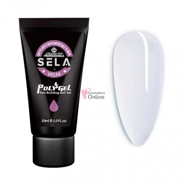 PolyGel UV LED pentru unghii false SELA Profesional de 30ml Cod 28 Transparent (Clear)